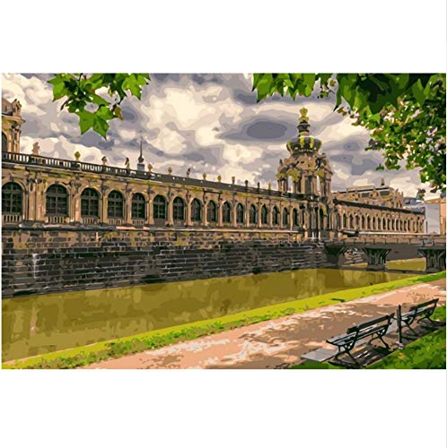 SWBGZD malen nach Zahlen Dresden Landschaftsmalerei Coloring by Numbers Digital Handgemalte Leinwand Malerei Für Wohnkultur 40X60 cm