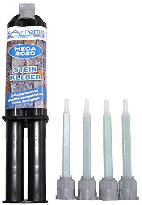 5x MEGA 2020 Steinkleber 25ml + 20 Mischdüsen 2-Komponenten-Kleber