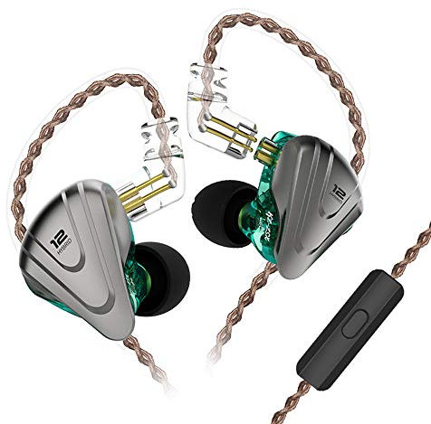 Yinyoo KZ ZSX Auricolari IEM Ibridi Driver 5 armatura bilanciata e 1Dynamic Drivers Cuffie In Ear 5BA 1DD KZ Auricolari con Cavo 2 pin e spina da 3,5 mm(Ciano, con microfono)