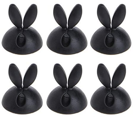 Yinuneronsty 6pcs Cute Rabbit Ears Cable Reel Clip Wire Organiser Holder Desk Cord