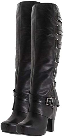 FRAUIT Stivali Donna Zeppa Alta Scarpe Ragazza Eleganti Con Tacco E Plateau Stivali Invernali Al Ginocchio Stivaletti Con Tacco Largo Alti Scarponcini Pelle Polacchine Boots Moto