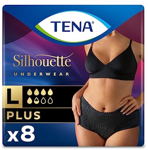 Tena Silhouette Underwear High Waist Plus Black Large 8 Pack
