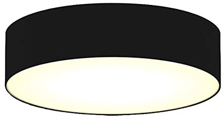 Zeitlose runde Deckenleuchte mit LED Licht - Stoffschirm in Schwarz Ø 60cm & satinierte Abdeckung für blendfreie Beleuchtung