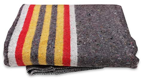 Kortpack 10 Umzugsdecken Gestreift | Gelb, Rot, Weiß | 150 x 200 cm | 1350 g pro Decke | Robuster Schutz für Möbel, Umzug und Lagerung | 099.0080