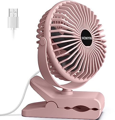 HONYIN Mini Ventilador USB con Clip, 720 Grados de Rotación Ventilador de Sobremesa Pequeño Silencioso, Pinza Ventiladores de Mesa para Hogar, Cama, Oficina y Escritorio