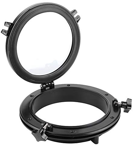 Bullauge Basis, Qiilu Boat Bullauge, 10in Marine Bullauge Runde schwarz Portlight Stalinit Fenster Universal für RV Boat Yacht