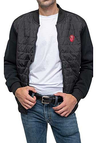 Rolling Stones The Quilted Jacke Classic Tongue Band Logo Offizielles Schwarz Unisex