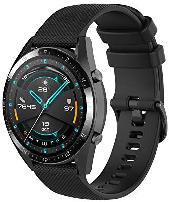 Wownadu Correa Quick Release 22mm Compatible con Garmin Forerunner 255/265, Venu 3, Vivoactive 4, Compatible con Fossil Gen 5/6 44mm Pulsera Deportiva Silicona Repuesto Negro