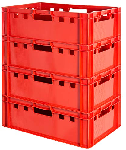 Fleischkiste E2 Fleischkiste Rot Fleischerkiste Fleischkisten Kiste Fleischkiste Eurobox Lebensmittelecht 60 x 40 Metzgerkiste Auswahl Kingpower, Anzahl:4