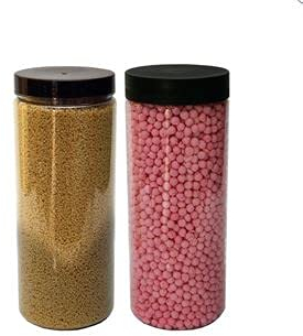 STACKABLES Pack of 3 Round Plastic Jars with Lids 750ml (25oz) – Refillable Canisters Cylinder Clear Storage Containers with Airtight Black Lids for Kitchen use, Dry Foods, Sweets, Spices.