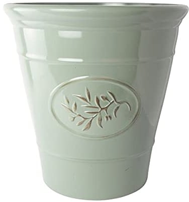 Plastic Outdoor Classic Olive Planter With Glossy Finish 23cm Frost Proof Long Lasting Flower Pot Garden Planter-Green