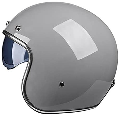 Jethelm Erwachsener Motorrad Roller Offenes Helm Motorradhelm Scooter-Helm, Jethelm Herren & Damen Atmungsaktiver Mopedhelm,ECE 22/05, Abnehmbarer Schirm,Grau,L
