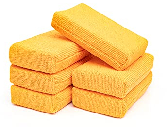 The Rag Company The Pearl Mikrofaser-Applikatorschwämme – vielseitiges Detailierwerkzeug, extra saugfähig, hält zahlreichen Anwendungen Stand, 7,6 x 12,7 cm, Orange (6er-Pack)