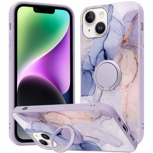 Yoedge Phone case for Apple iPhone 13 Mini 5.4 inch, 360° Magnetic Ring Holder Kickstand Soft Silicone TPU Shockproof Anti-Scratch Protective Resistant Fashion Pattern for iPhone13Mini, Marble 1