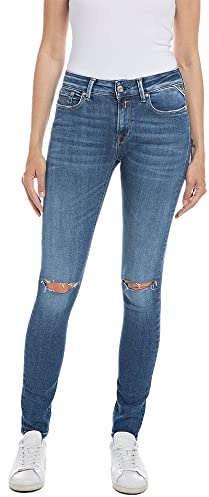 REPLAY Damen New Luz Rose Label Jeans, 009 MEDIUM Blue, 2730