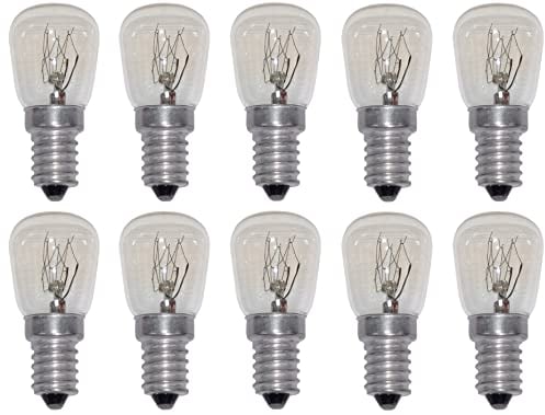 Provance 10er Set Kühlschranklampe E14 15 Watt 55 Lumen klar 56 x 26 mm 2800 K warmweiß dimmbar Birne Glühbirne Kühlschrankbirne Kühlschrankleuchte