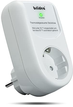 Steckdose für Thermostatsteuerung, Plug-in-Frostschutzthermostat für Rohrheizkabel, schaltet Sich automatisch bei 2 ° C EIN und bei 9 ° C aus