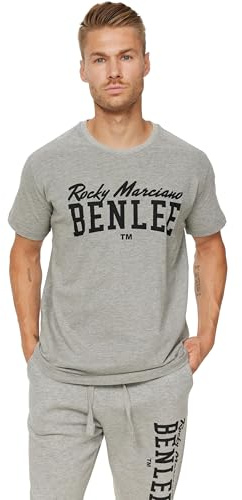 BENLEE Herren T-Shirt Normale Passform Donley, Marl Grey/Black, S