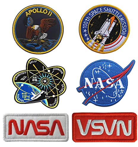 Zcketo 6 Pcs NASA Gestickt Aufnäher Verschluss, Nasa Weltraumforschung Patch für Kleidung Taschen Rucksack Uniform Weste Militär Taktisch Jersey,Jungen Herren NASA Patch