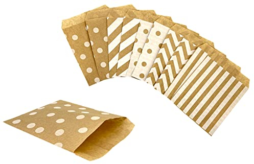 PAKNOR® Braun Papiertüten, 100 Stück Geschenktüten, 13 x 17 cm, Candy Tüten zum Verpacken von Geschenken, Giveaways, Kindergeburtstag, Hochzeit, Party, usw Papiertüten Kindergeburtstag (100)