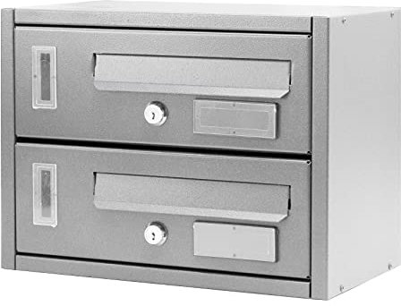 La zappa Cassetta postale condominiale da muro buca lettere componibile Made in Italy (Argento, 2 Posti)