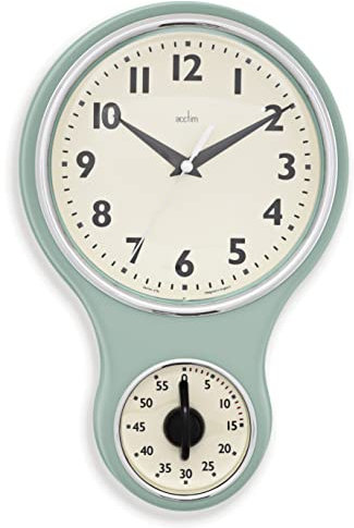 Acctim Kitchen Timer Wall Clock, Sage, 30cm