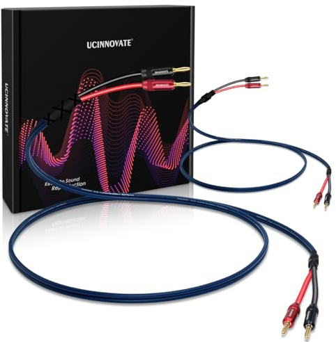 UCINNOVATE Speaker Wires with Gold Plated Banana Plug, 2X 3m OFC Bi-Wired HiFi 13 AWG Speaker Cable with Pre-Soldering Dual Screw Type Banana Tips for Amp Audio