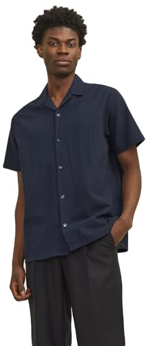 JACK & JONES Herren JOREASTER Palma Seersucker Shirt SS Kurzarmhemd 12256772,Sky Captain/Detail:solid,XL