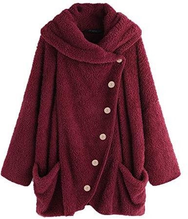 Hoodie Jacke Damen - Mantel Vintage-lässige Frauen große übergroße Taschen Rucksack-Mäntel Damenmantel Winter Mantel Kurz Damen