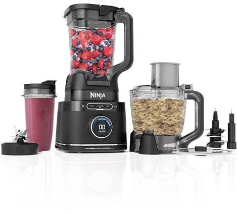 Ninja TB401 Detect Kitchen System Power Blender + Processor Pro, technologie BlendSense, mixeur, hacher et smoothies, 1800 W maximum, carafe de 70 onces, robot alimentaire de 1800 ml, tasse
