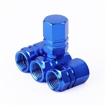 VK-Blau 4xStück Aluminium Ventilkappen Auto Fahrrad Motorrad Ventile Metall Kfz (VK-Blau)