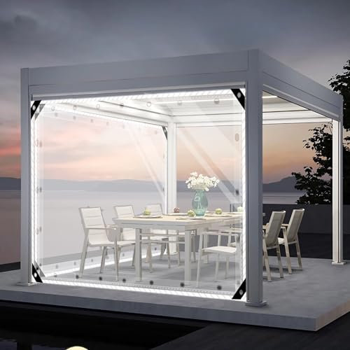 SDLLG Transparente Planen mit Ösen Trennvorhänge PVC Outdoor Plane vorhänge 0,5mm Klar Seitenplane für Pavillons, Pergola, Balkone, Gärten, Garage, Vorbau 1x4m(HxL)