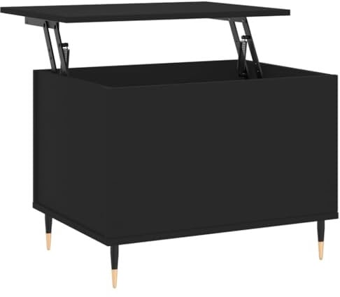 vidaXL Table Basse, Table d'Appoint avec Dessus Relevable, Bout de Canapé avec Pieds, Meuble de Rangement Salon, Moderne, Noir Bois d'Ingénierie