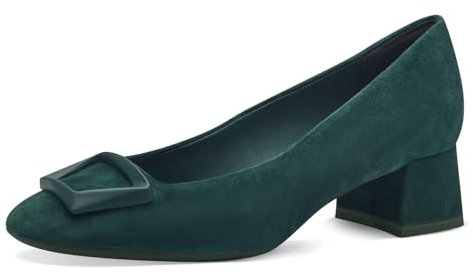 Tamaris Damen Pumps Leder Blockabsatz bequem; GREEN SUEDE, EU 40