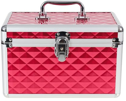 Aluminium Hard Make Up Travel Storage Box Cosmetic Beauty Vanity Case Organiser (Red)