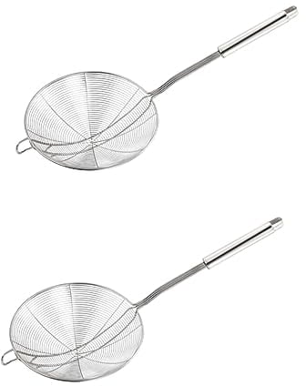 ABOOFAN 2St Siebe aus Edelstahl Edelstahlsiebe sieb aus edelstahl groß Filter Kelle Skimmer zum Servieren von Speisen Drahtlöffel Nudel metallische Linie Teesieb Abschäumer Lebensmittel
