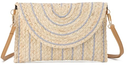 Freiesoldaten Women Straw Clutch Bag Summer Beach Handwoven Envelope Wallet Crossbody Handbags