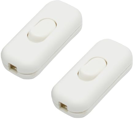 Weiß Inline Schalter Zwischenschalter, 6A 250V, Torpedoschalter, Wippschalter, Kabelschalter, 2-adrige und 3-adrige Zuleitungen, für alle Arten von Elektrischen Lampen, Tischlampen (2)