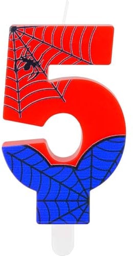 Spider Number 5 Birthday Candles for Cake,Blue Red Spider Number 5 Candles, Girls Boys 5th Birthday Decorations, Spider Themed Candles Cake Toppers for Boys Girls Birthday Party Halloween Decorations