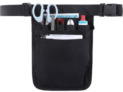 WeddHuis Krankenschwester Taschen Hüfttasche Organizer mit Verstellbarem Gürtel für Schere Pflegeset Werkzeug (Schwarz)