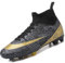VTASQ Zapatillas de Fútbol Hombre Spike Aire Libre Profesionales Atletismo Botas de fútbol para niños para césped Artificial Zapatos de Partido Profesional AG Oro Negro 37EU