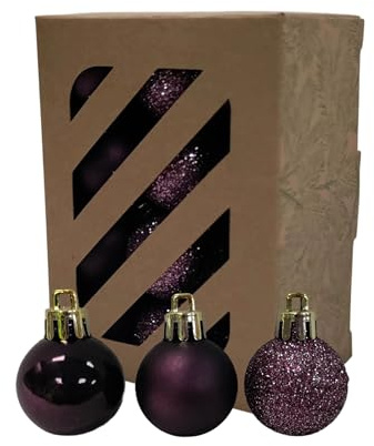 24 mini palline di Natale viola – palline di prugna decorazioni natalizie – ornamento da appendere per albero di Natale – 30 mm 3 cm – set glitter opaco lucido