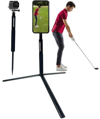 Tour Pro Golf Pod 3.0 Height Adjustable Magnetic Phone Tripod Monopod Spike Stand Selfie Stick Training Aid Built to Record Golf Swing Magsafe Compatible All Phones & ¼” Cameras. Great Gift