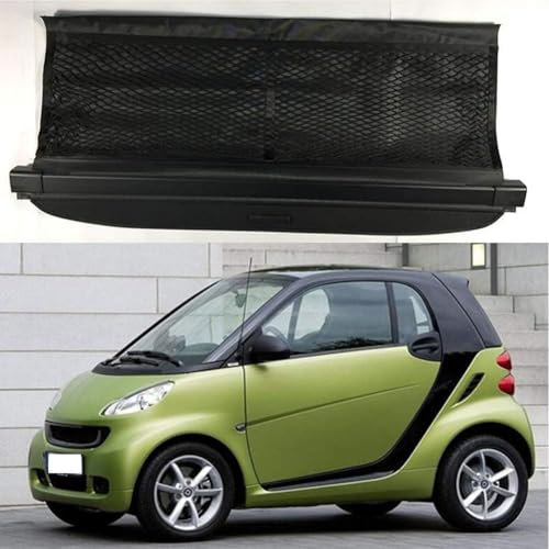 ZhangXX Auto Einziehbarer Kofferraumabdeckung für Smart 451 fortwo 2009 2010 2011 2012 2013 2014 Auto Einziehbare Hintere Hutablage Trennwand Vorhang Ausziehbar Rollo