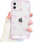 EYZUTAK Case for iPhone 11, Clear Cute Ribbon Bowknot Pattern Aesthetic Transparent Phone Case Raised Camera Protection Stylish Slim Soft Durable TPU Protective Cover for Women Girls - Pink