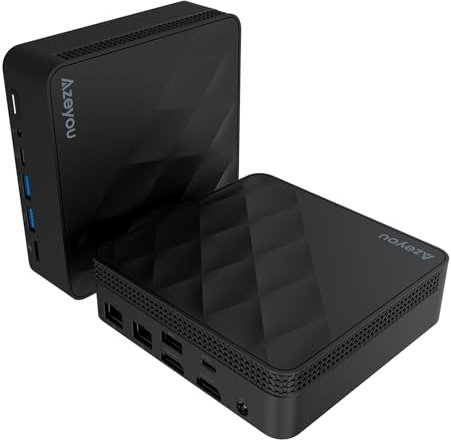 Azeyou Mini PC, 12th Gen N100 Mini Computer, 16GB RAM+1TB M.2 SSD Mini Desktop PC with OS 11 Pro, 2 HDMI/WiFi 6/BT5.2/2 RJ45/USB 3.2, Micro Business PC for School Education Office - Black