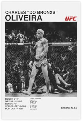 bacrhjlb Charles Oliveira UFC Poster auf Leinwand, Schlafzimmer, Dekoration, Landschaft, Büro, Raumdekoration, Geschenk, 20 x 30 cm