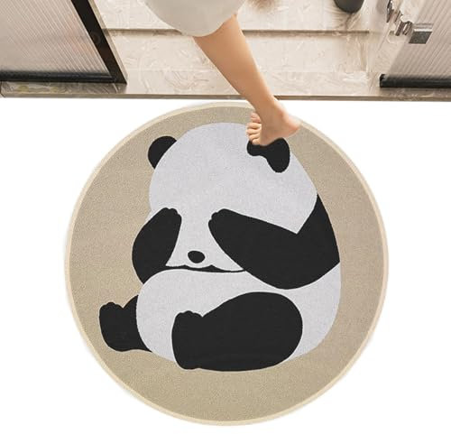 Mbiyhgta , Niedlicher Panda-Teppich, rund, rutschfest | Panda-Teppich aus Plüsch, waschbar, multifunktional, bequem, für Wohnzimmer und Schlafzimmer