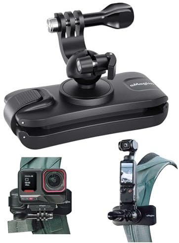Aovee Rucksackgurt-Halterung, 360° drehbar, Kugelgelenk, Action-Kamera, Rucksack-Clip, Klemme, Zubehör für GoPro für DJI für Insta360 Kamera