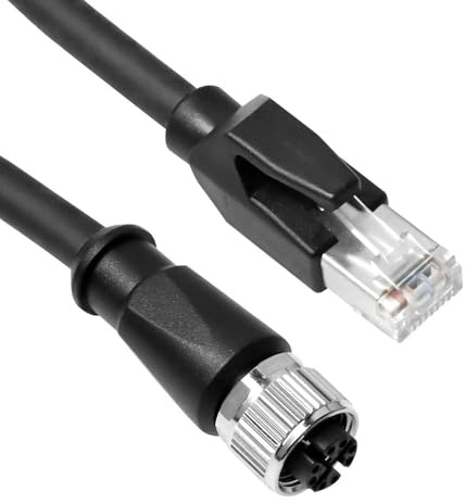 Alvin's Cables M12 X-CODE de 8 pines hembra a RJ45 Cable Ethernet Cat6A High-Flex blindado para Cognex Keyence Basler Automatización industrial Modulobus Fieldbus 3.3ft/1M